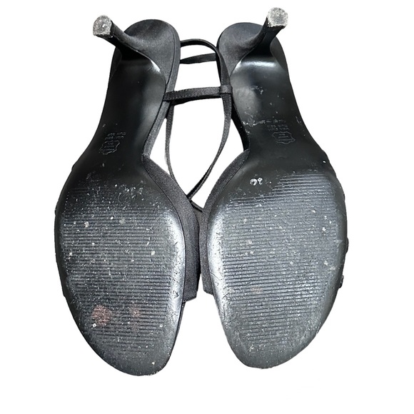 Nina Gina LS Luster Black Satin with Rhinestone Trim Sandal heels size 9.5M - Picture 5 of 5